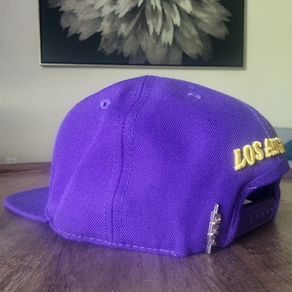 Pro Standard Purple NBA Los Angeles Lakers Wordmark/Logo Snapback Hat Cap - Picture 7 of 14